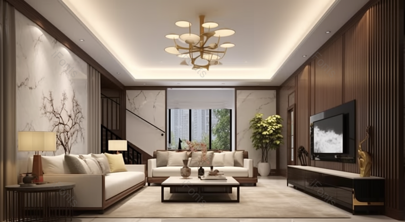 中式客厅欧式装修风格公寓居民房间内部无人场景图像摄影,高清,摄影图,摄影图片,图片大全,摄影图免费下载